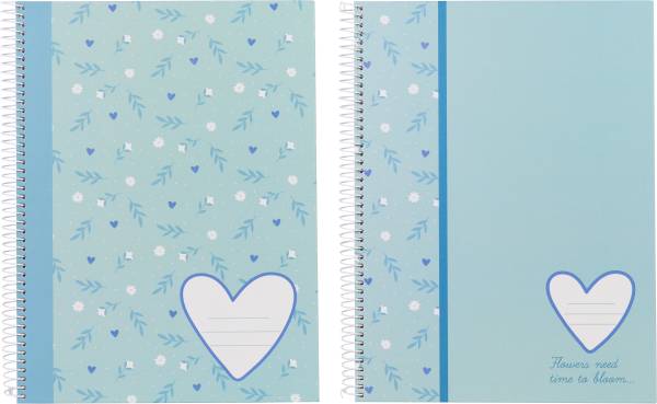 Ancor A4 Hardcover Sweet Blue Design Spiral Notebook (80 Sheets)