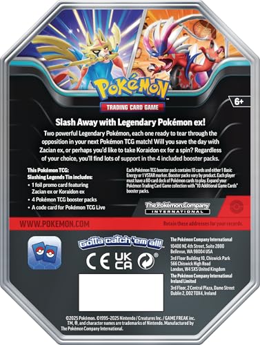 Pokemon TCG: Slashing Legends Tin – Zacian Ex (1 Foil Promo Card & 4 Booster Packs)