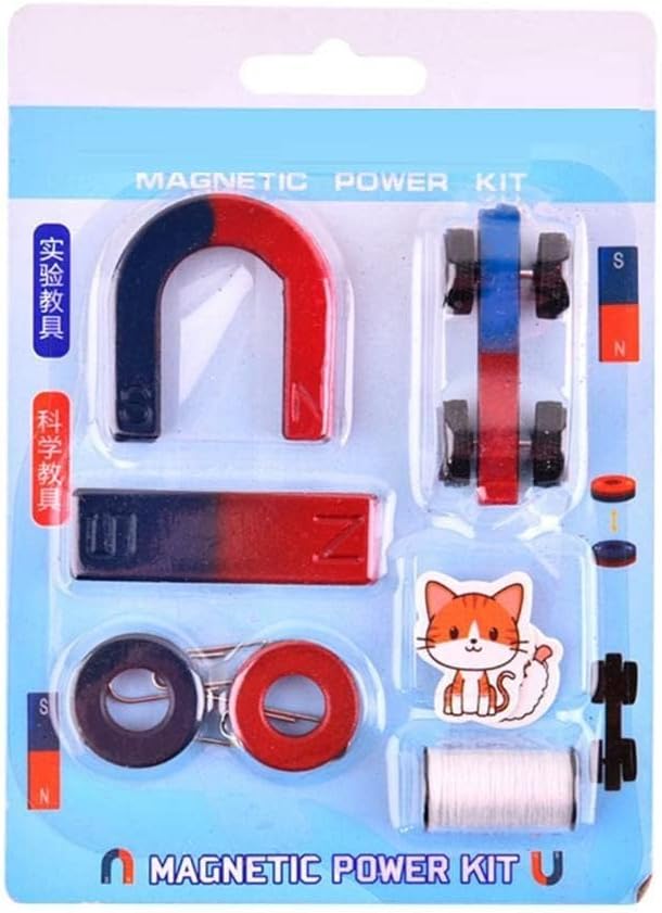 Science Magnets Set Model 3 featuring bar, ring, horseshoe, thread, and car magnets for classroom education