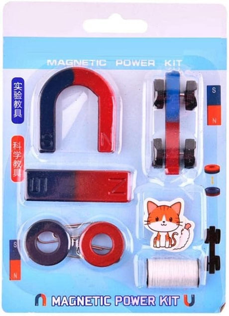 Science Magnets Set Model 3 featuring bar, ring, horseshoe, thread, and car magnets for classroom education