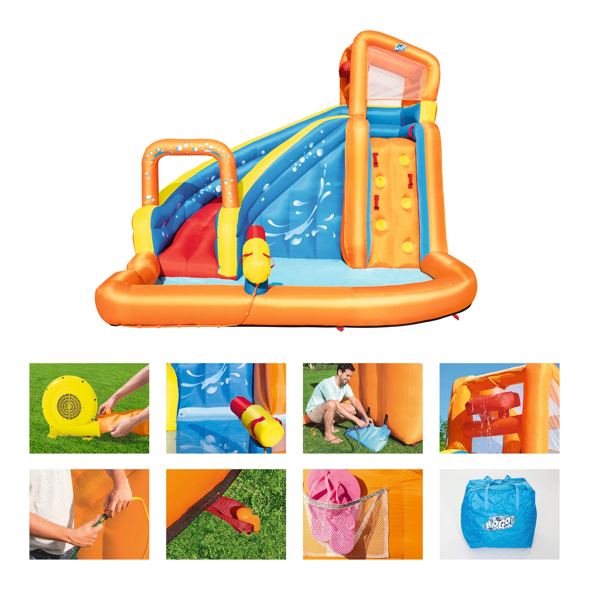 Bestway Turbo Splash Inflatable Water Park with Slide, Climbing Wall & Splash Pool – 53301