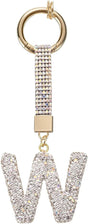 White Rhinestone Letter W Keychain