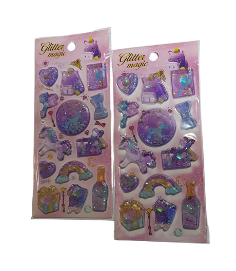 Unicorn Liquid Glitter Confetti Stickers
