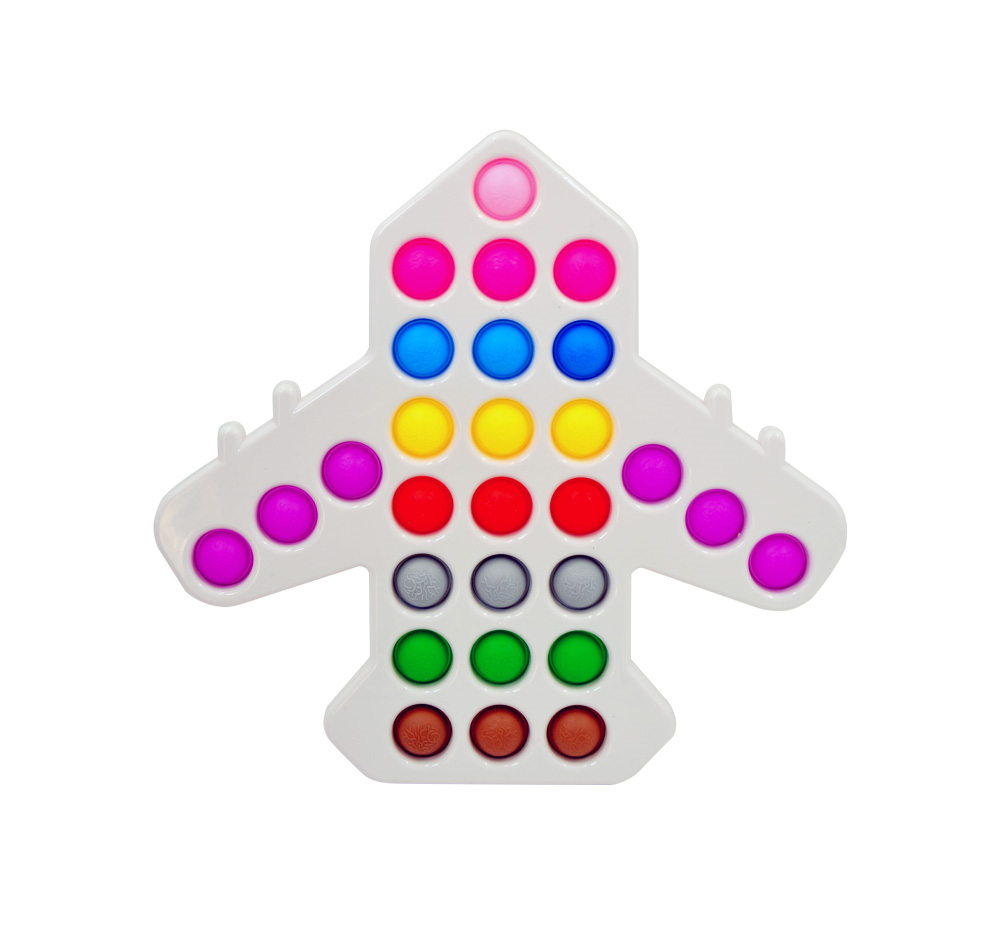 Airplane Shaped Fidget Pop It Toy (Assorted Colors, Sold As Single)