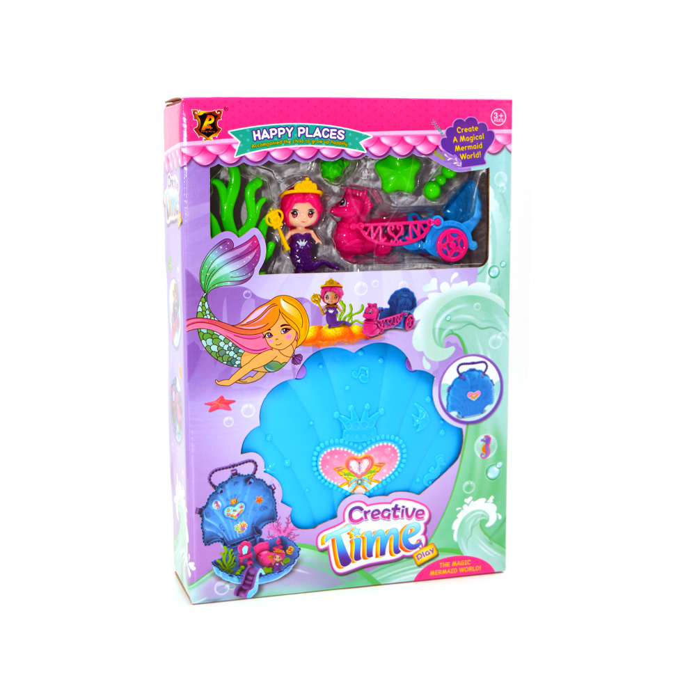 Mermaid Shell Playset for Girls with Doll Accessories & Seahorse Carriage