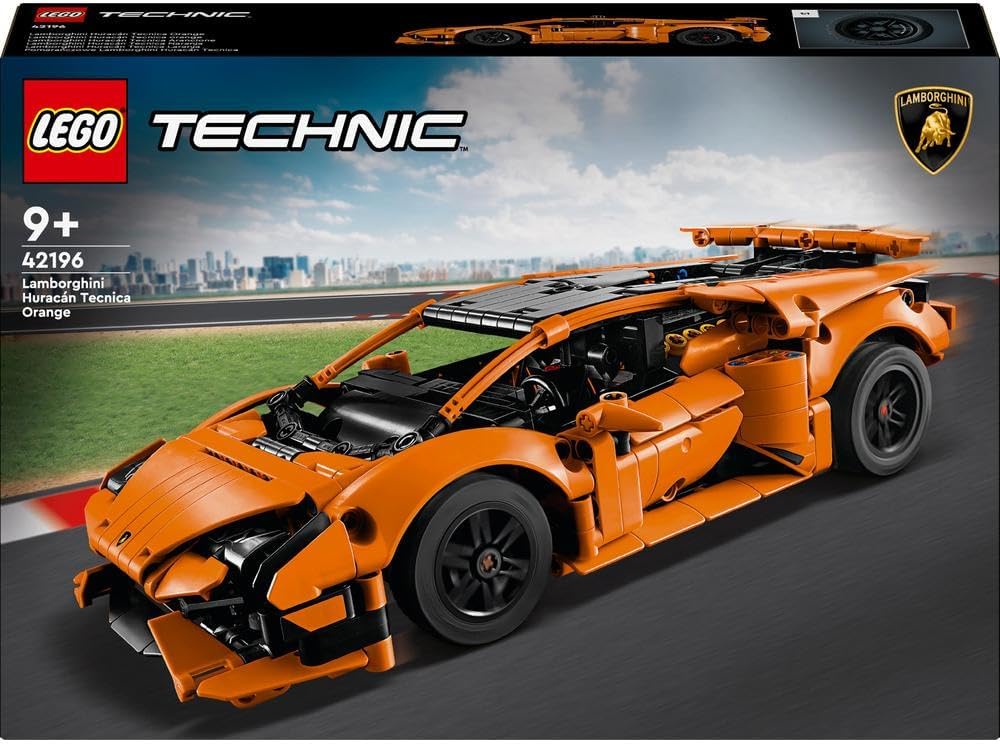 LEGO Technic Lamborghini Huracán Tecnica Orange Set, Sports Car Toy for 9 Plus Year Old Kids, Boys & Girls, Model Building Kit for Creative Play, Kids' Bedroom Decoration, Birthday Gift Idea 42196