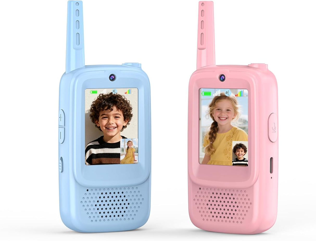 Video Walkie Talkies for Kids 3-12, 2 Pack Rechargeable Walkie Talkies with Screen, 4 Voice Changer, Long Range Gift for Boys Girls Indoor Outdoor