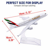 Emirates A380 Diecast Model Airplane 14 cm – Metal Aircraft Collectible with Stand