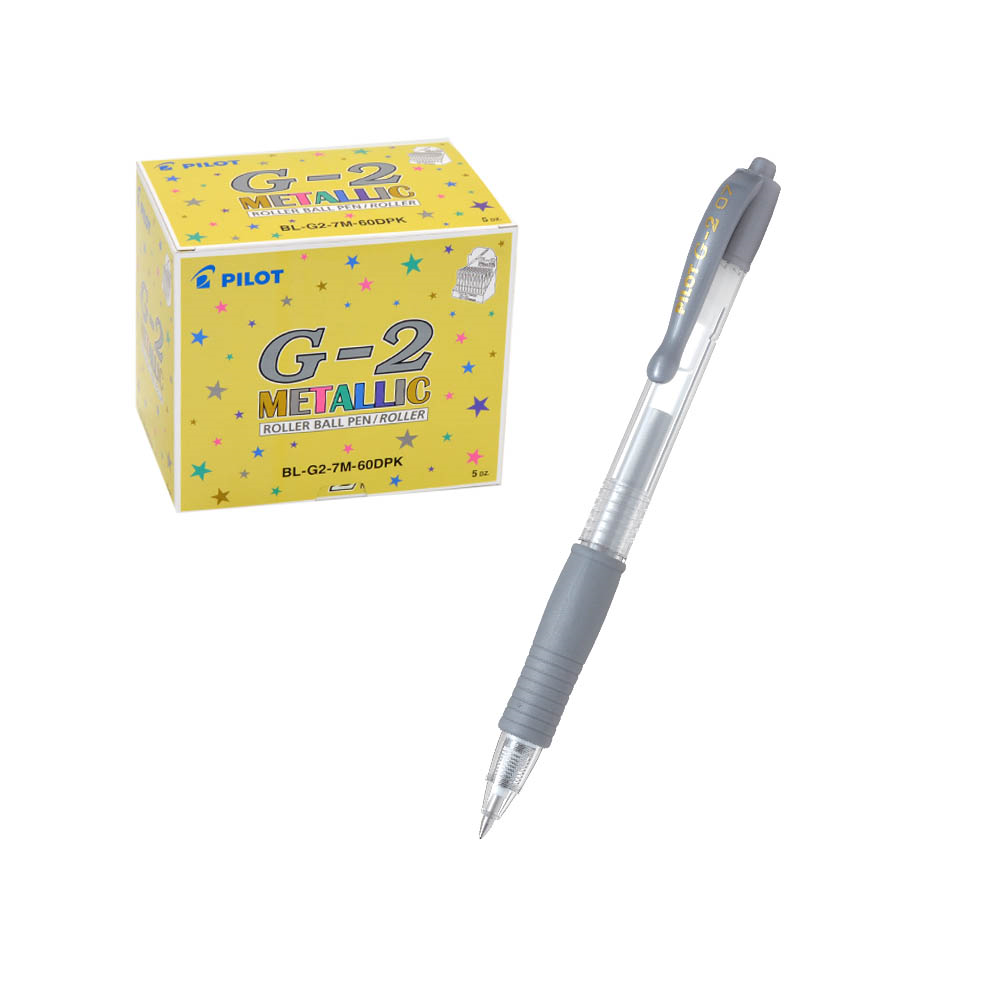 Pilot G-2 Gel Rollerball Pen 0.7 mm – Metallic Silver