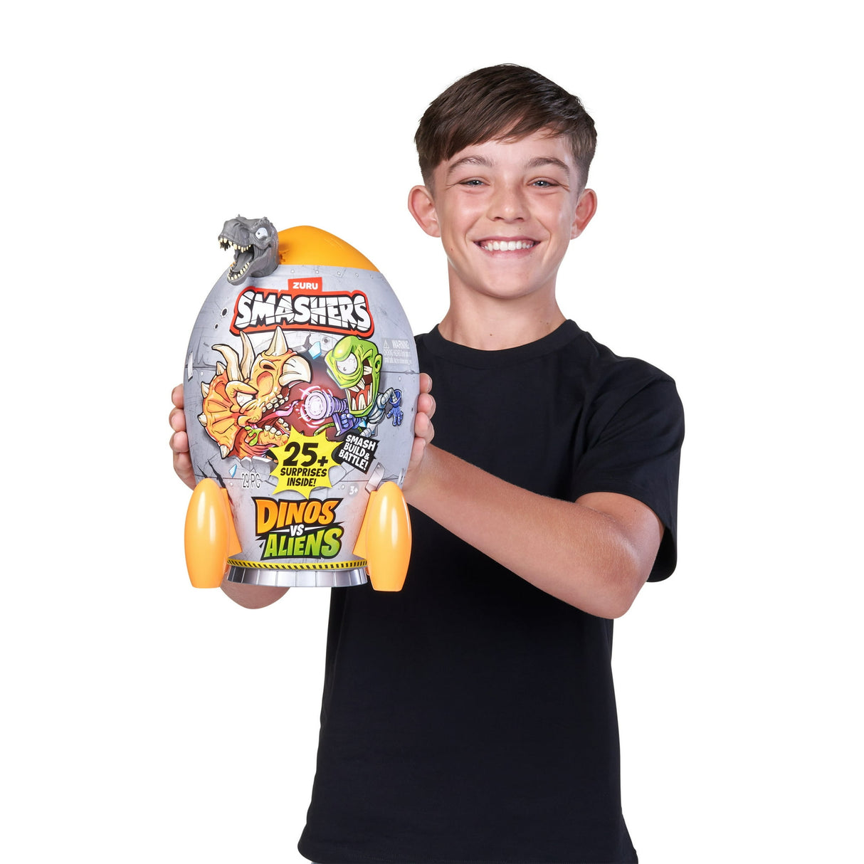 Smashers Dino vs Aliens Rocket Egg - Buildable T-Rex Dino with Slime, Sand, and 20+ Intergalactic Surprises - Assorted