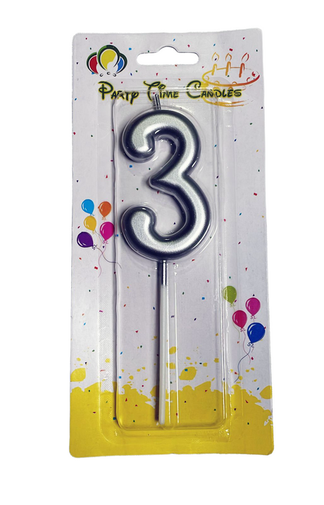 Age 3 Silver Candle Birthday Party Decoration
