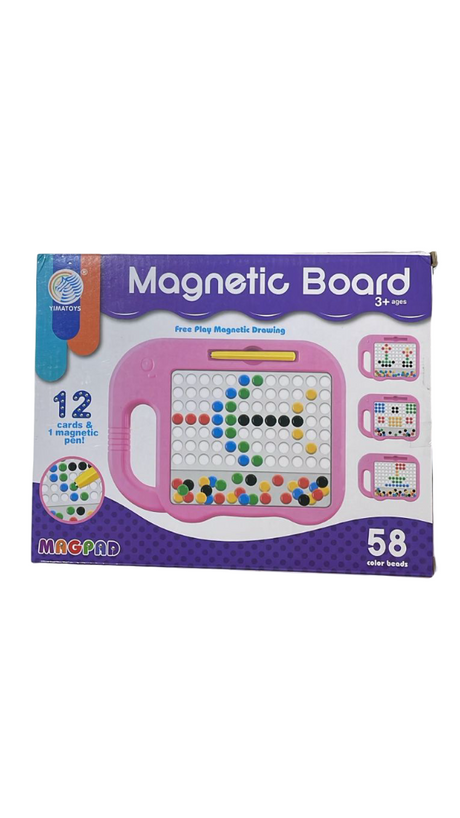 Magnetic Board with 12 Cards, Magnetic Pen & 58 Color Beads