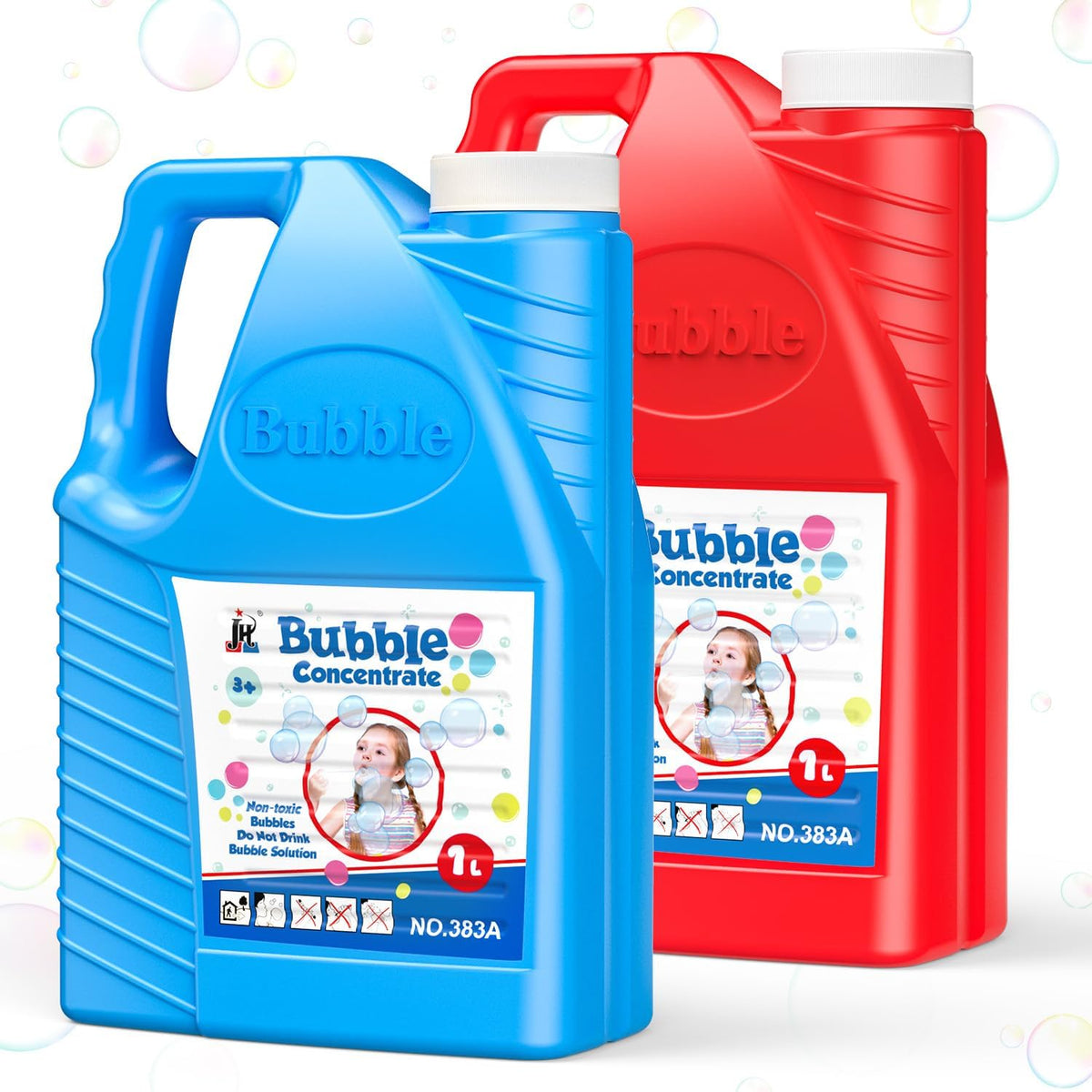 1L concentrated bubble refill solution bottle with mixing guide for giant bubbles, bubble guns, machines, and wands