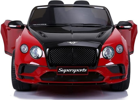DERAK Ride On Bentley SuperSports Electric Car – 2 Seater 12V with EVA Leather Seat (Painted Red Black)