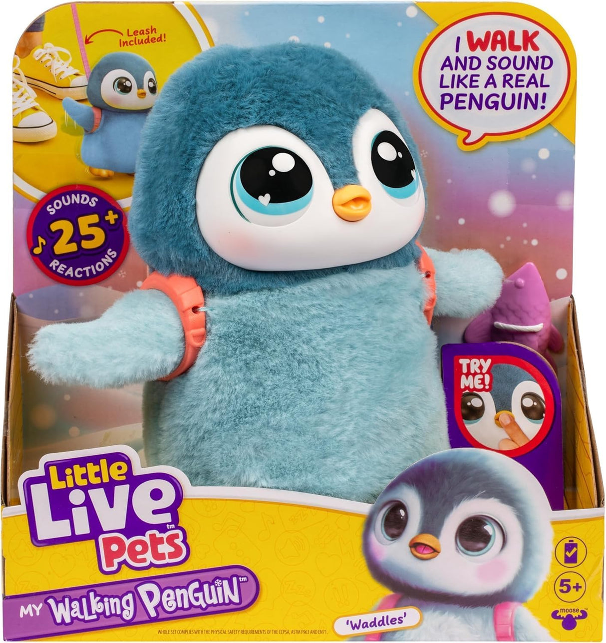 Little Live Pets My Walking Penguin Waddles Interactive Gray Toy 25+ Sounds And Reactions Ages 5