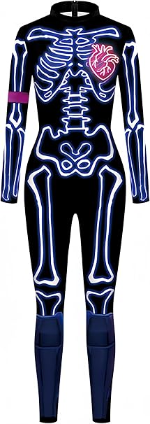 Ocean Plus Men's Halloween Skeleton Jumpsuit – Digital Print