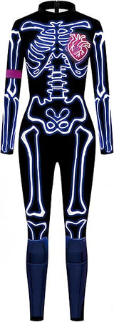 Ocean Plus Men's Halloween Skeleton Jumpsuit – Digital Print