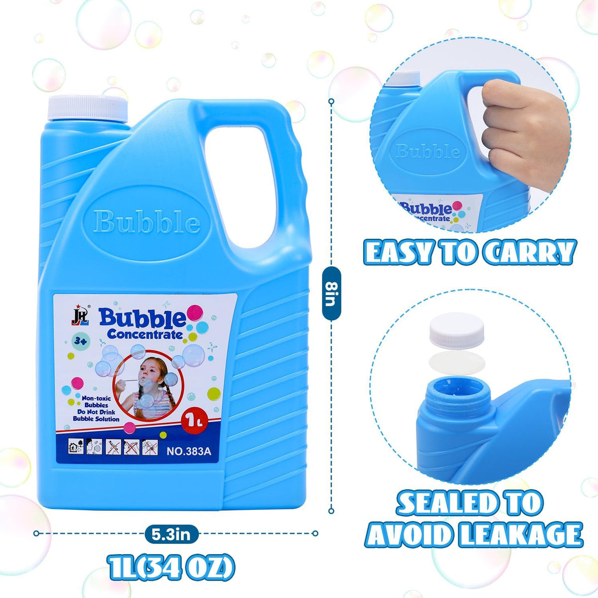 1L Bubble Refill Solution Concentrated Bubble Water Outdoor Summer Toy for Kids Assorted Sold as Single
