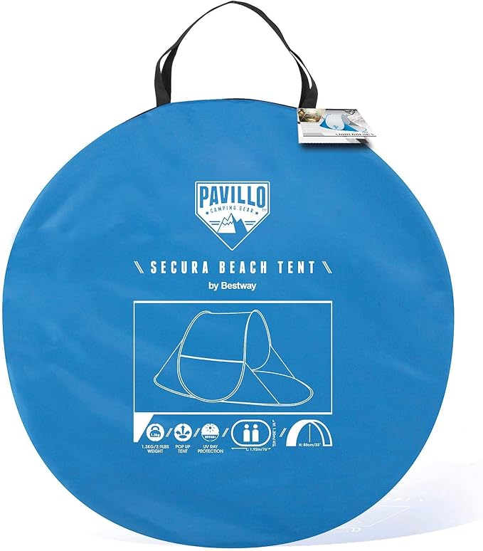 Bestway Pavillo Secura Beach Tent – 2 Person Pop-Up Shelter (192 x 120 x 85 cm)
