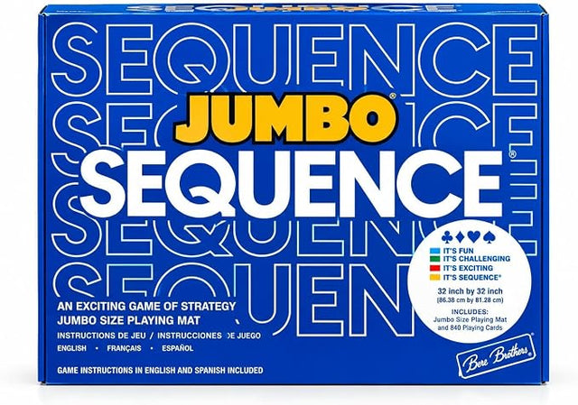 Sequence Jumbo Board Game with large 32x27 inch cushioned playing mat and reversible chips