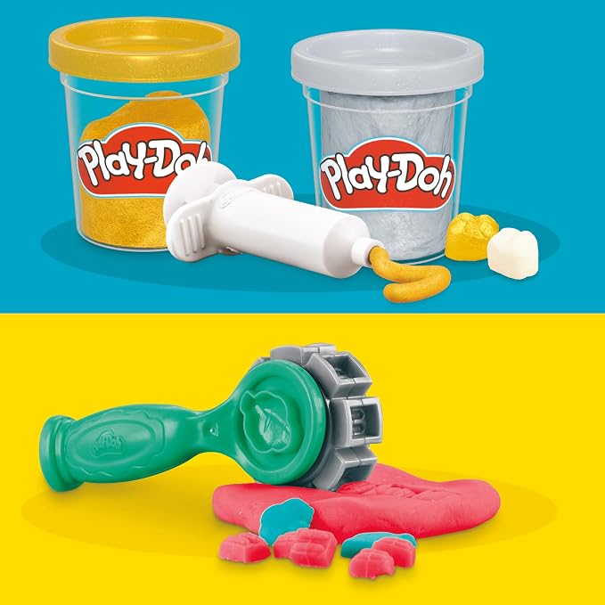 Play-Doh Drill 'n Fill Dentist Toy for Kids 3 Years and Up with 8 Modeling Compound Cans, Non-Toxic, Assorted Colors