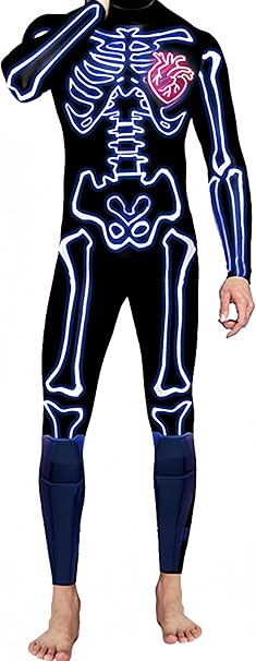 Ocean Plus Men's Halloween Skeleton Jumpsuit – Digital Print