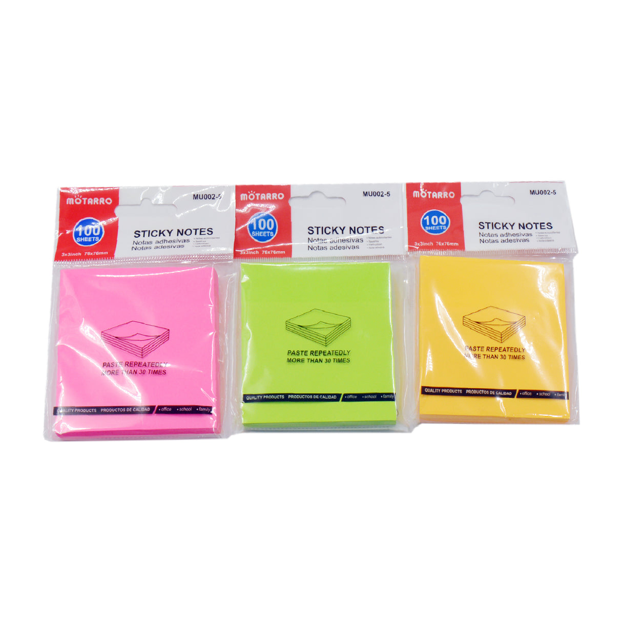 Neon Sticky Notes 76 x 76MM – 100 Sheets, 4 Assorted Colors