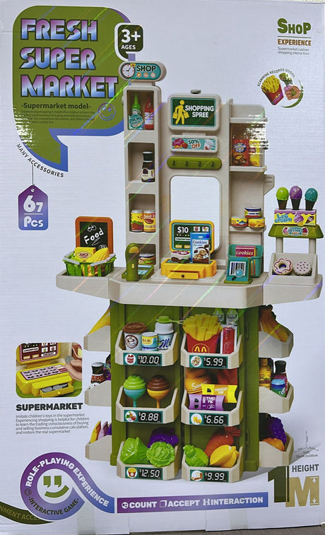 Fresh Super Market Pretend Play Set – 67 PCS Grocery Store Playset for Kids - product image