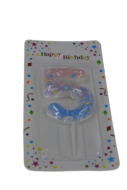 Pastel Number 5 Birthday Candle - Rainbow Hues for 5th Birthday
