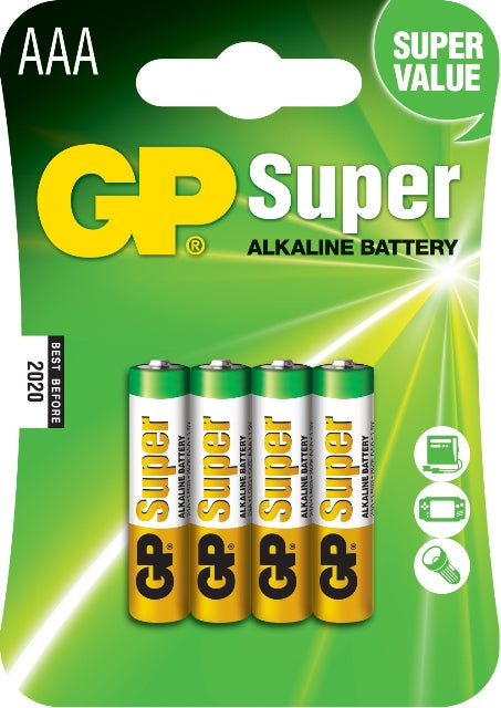 GP Super Alkaline Battery LR03 AAA × 4