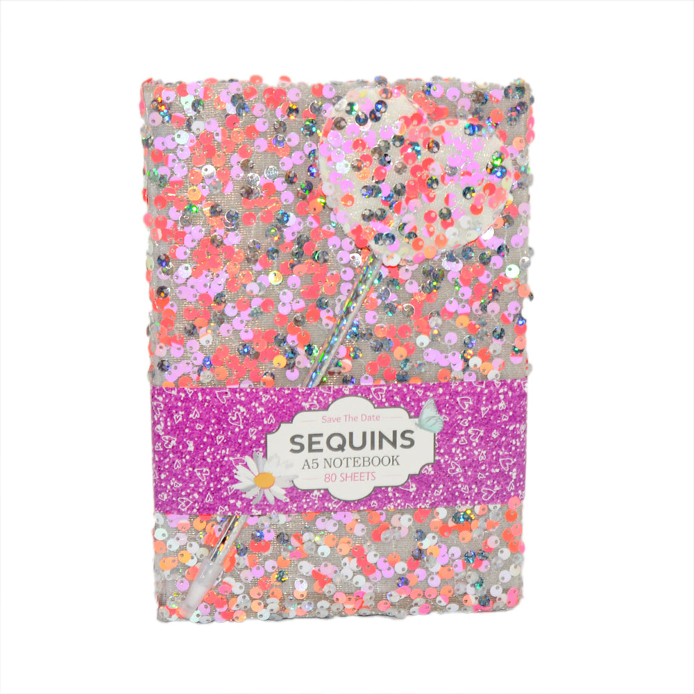 A5 Flip Sequin Notebook With Pen 80 Sht Asst 2