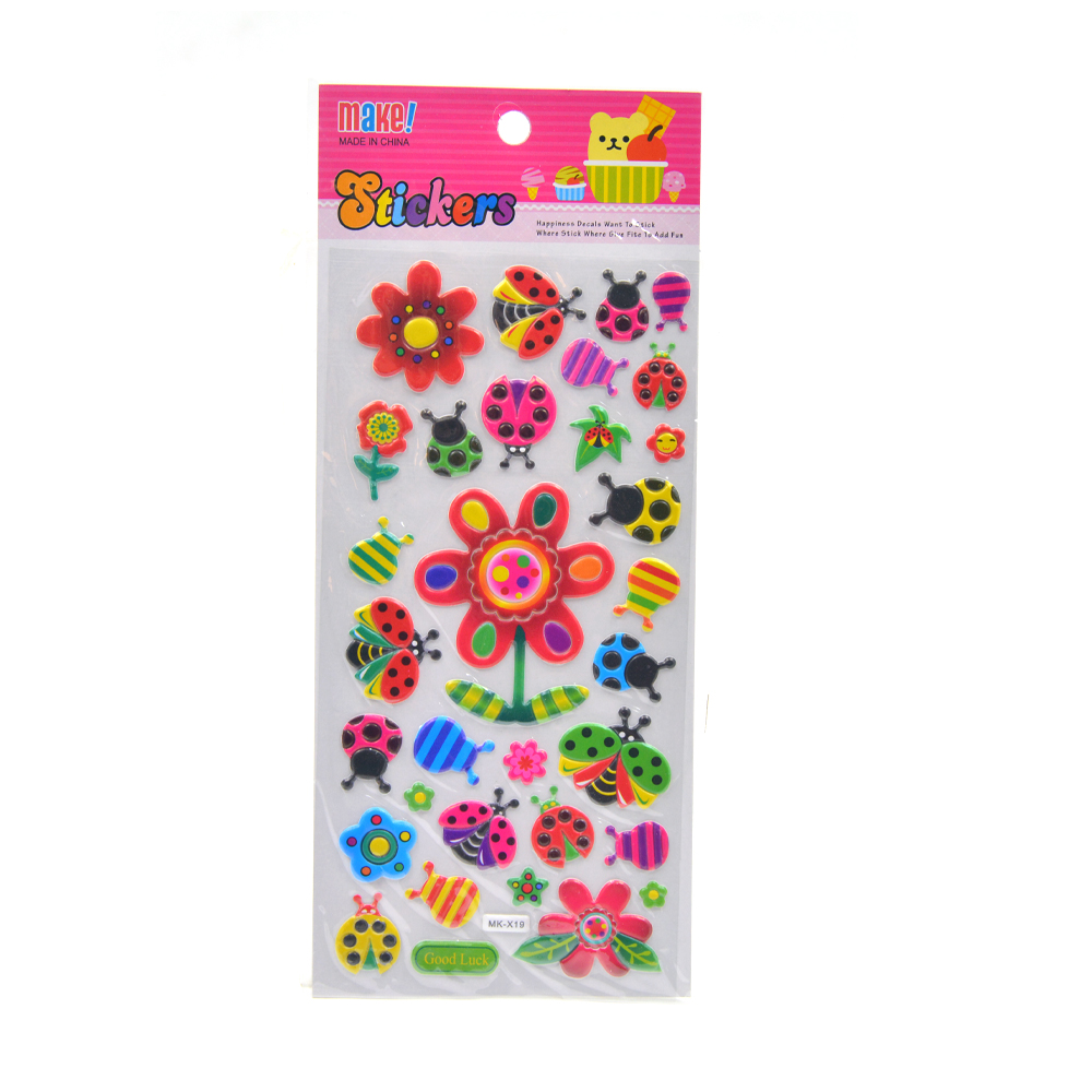 Puffy Stickers Flowers (Assorted Colors, Sold As Single)