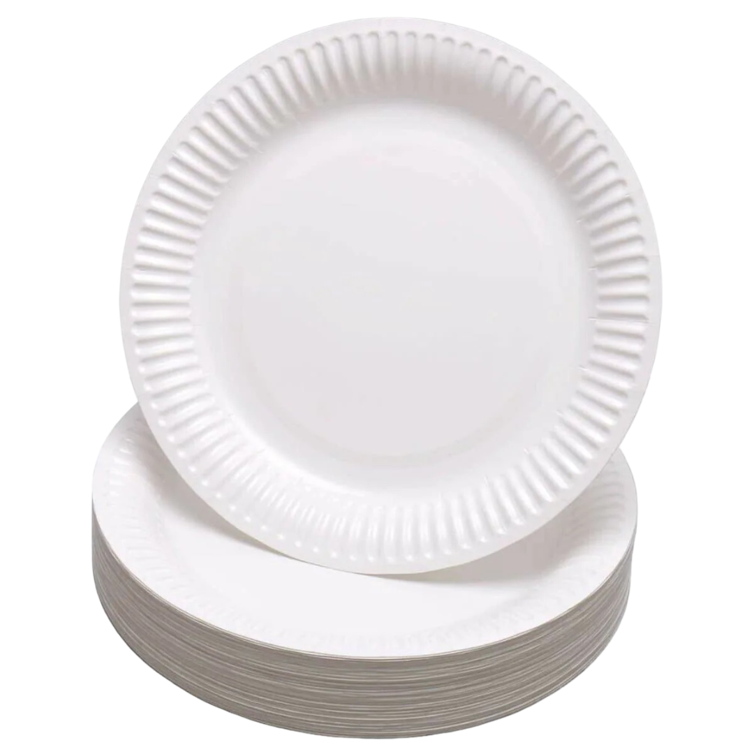 Party Plate 9 Inch Round White 6 Pcs