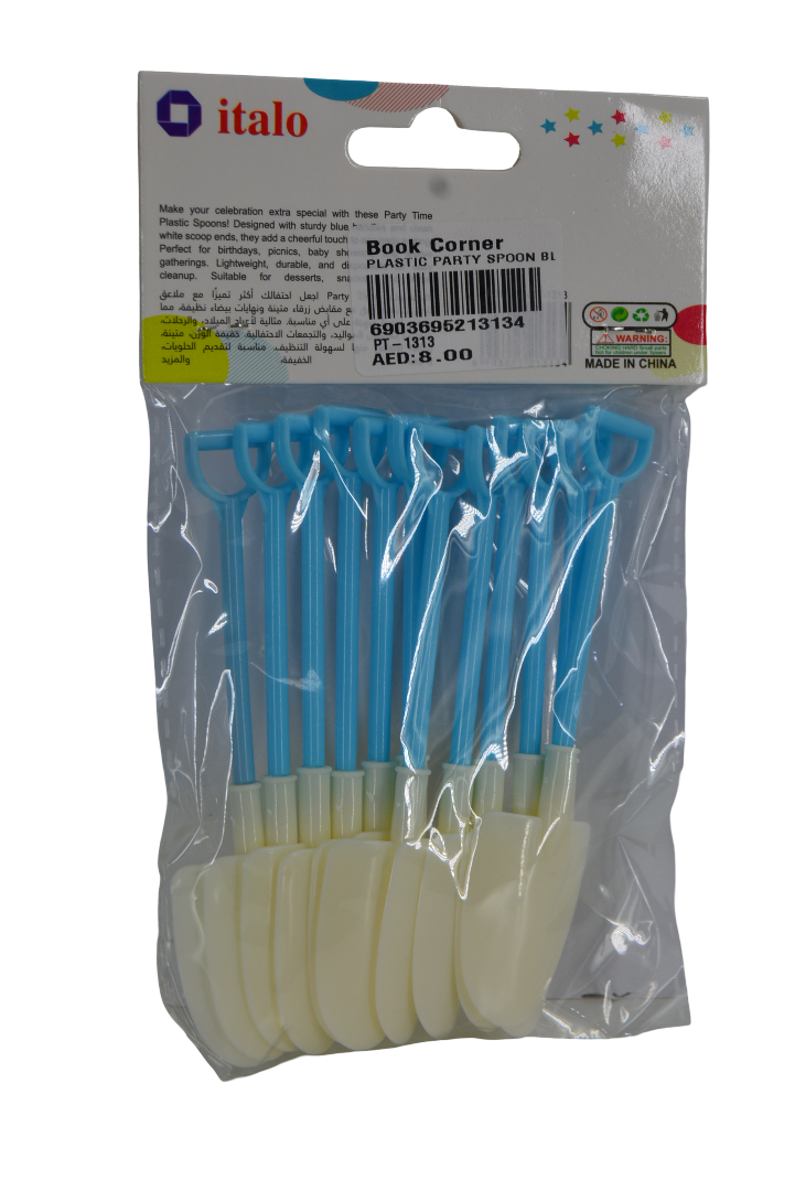 Plastic Party Spoon Blue 12 Pcs