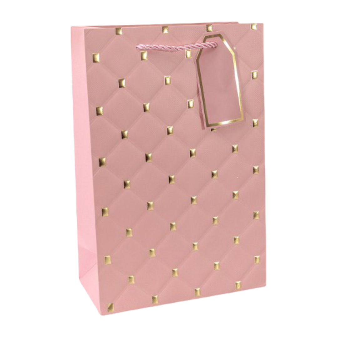 Paper Gift Bag Quilted Design Pink 26x32x12