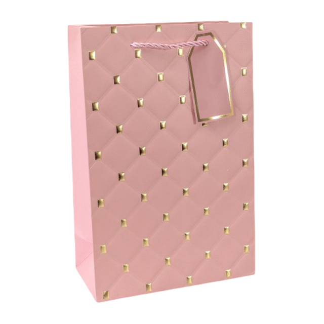 Paper Gift Bag Quilted Design Pink 26x32x12