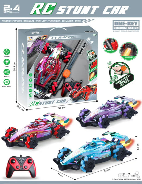 F1 Hand Controlled Gesture RC Car with Light and Spray – 360°