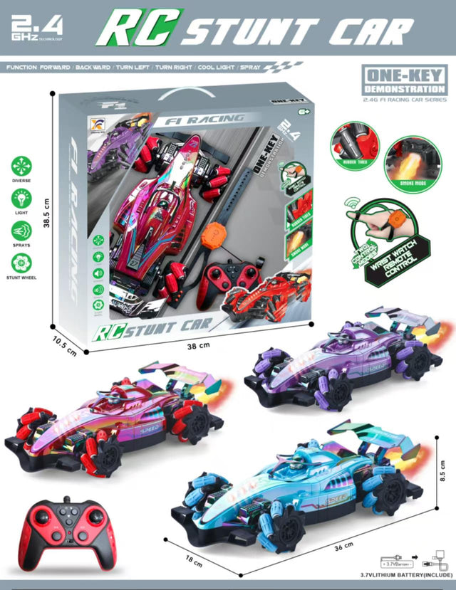 F1 Hand Controlled Gesture RC Car with Light and Spray – 360°