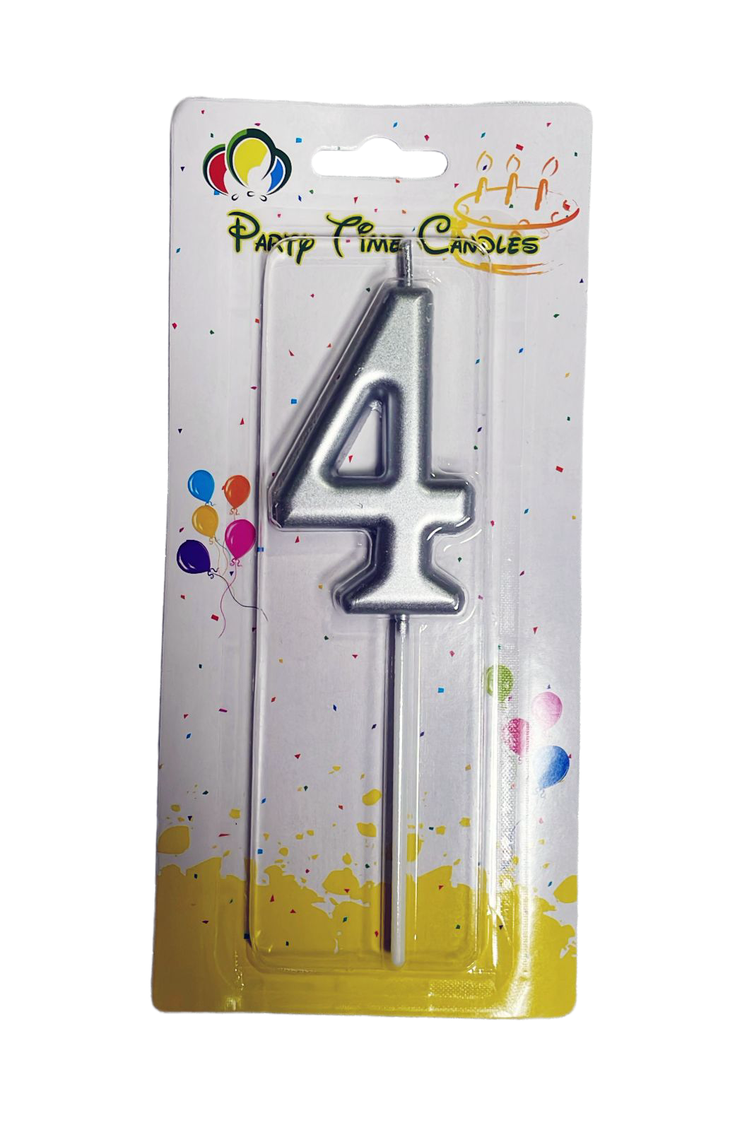 Age 4 Silver Candle Birthday Party Decoration