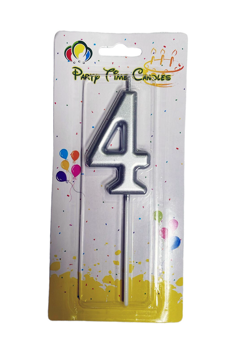 Age 4 Silver Candle Birthday Party Decoration