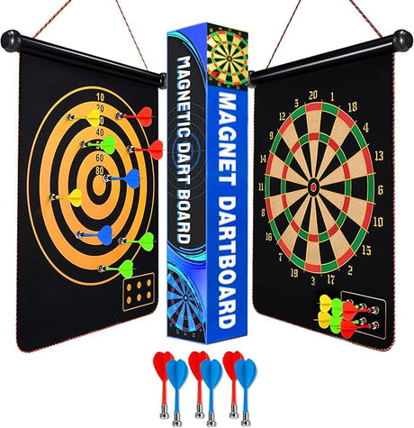15 Inch Magnetic Dart Board Outdoor Games with 6 Magnetic Darts for Kids Ages 6-16