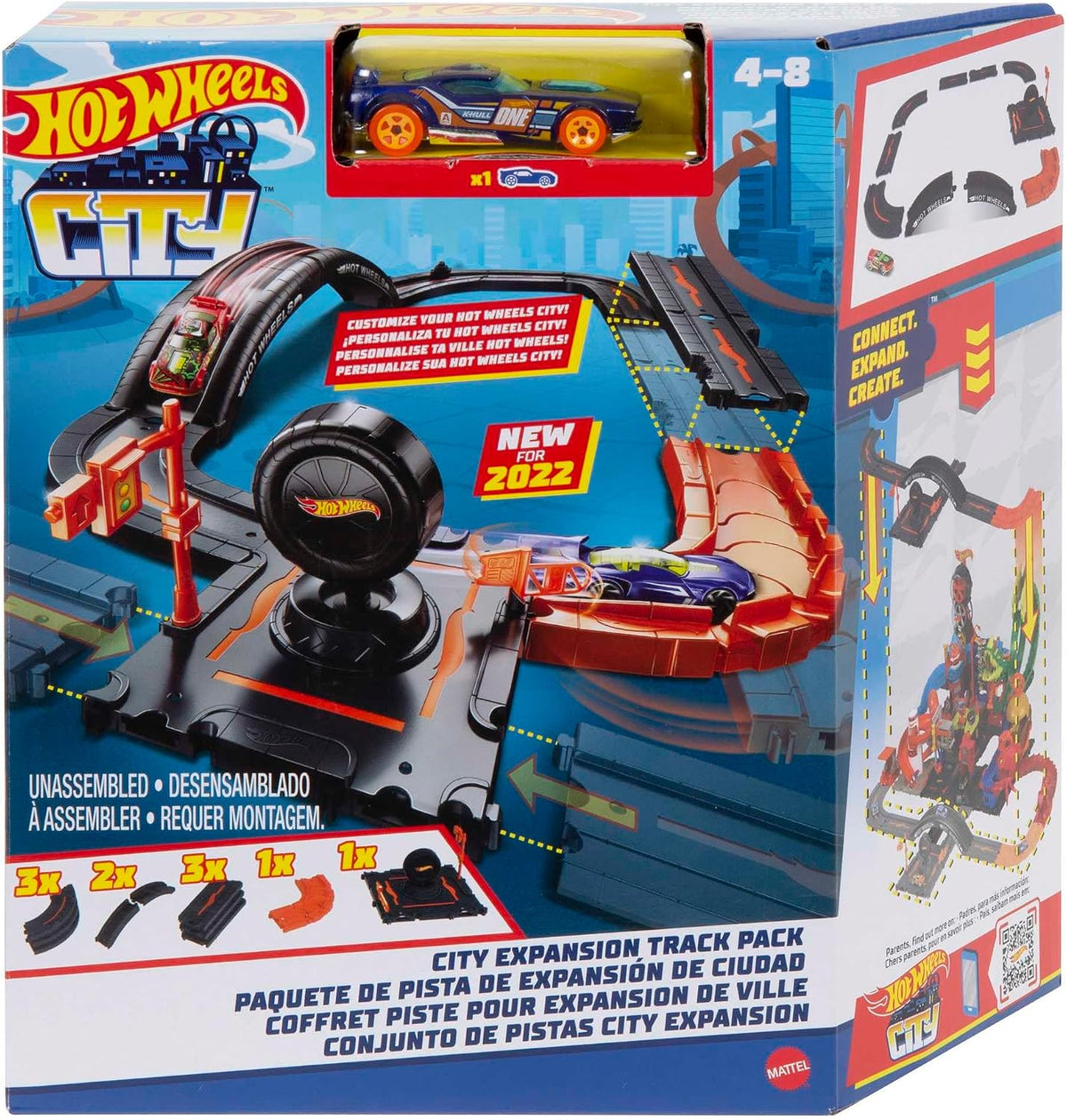 Hot Wheels City Track Pack 10-Piece Set with 1 Car