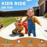 Qaba 12V Battery-Powered Ride-On Horse – Brown, Ages 1.5–3 Years