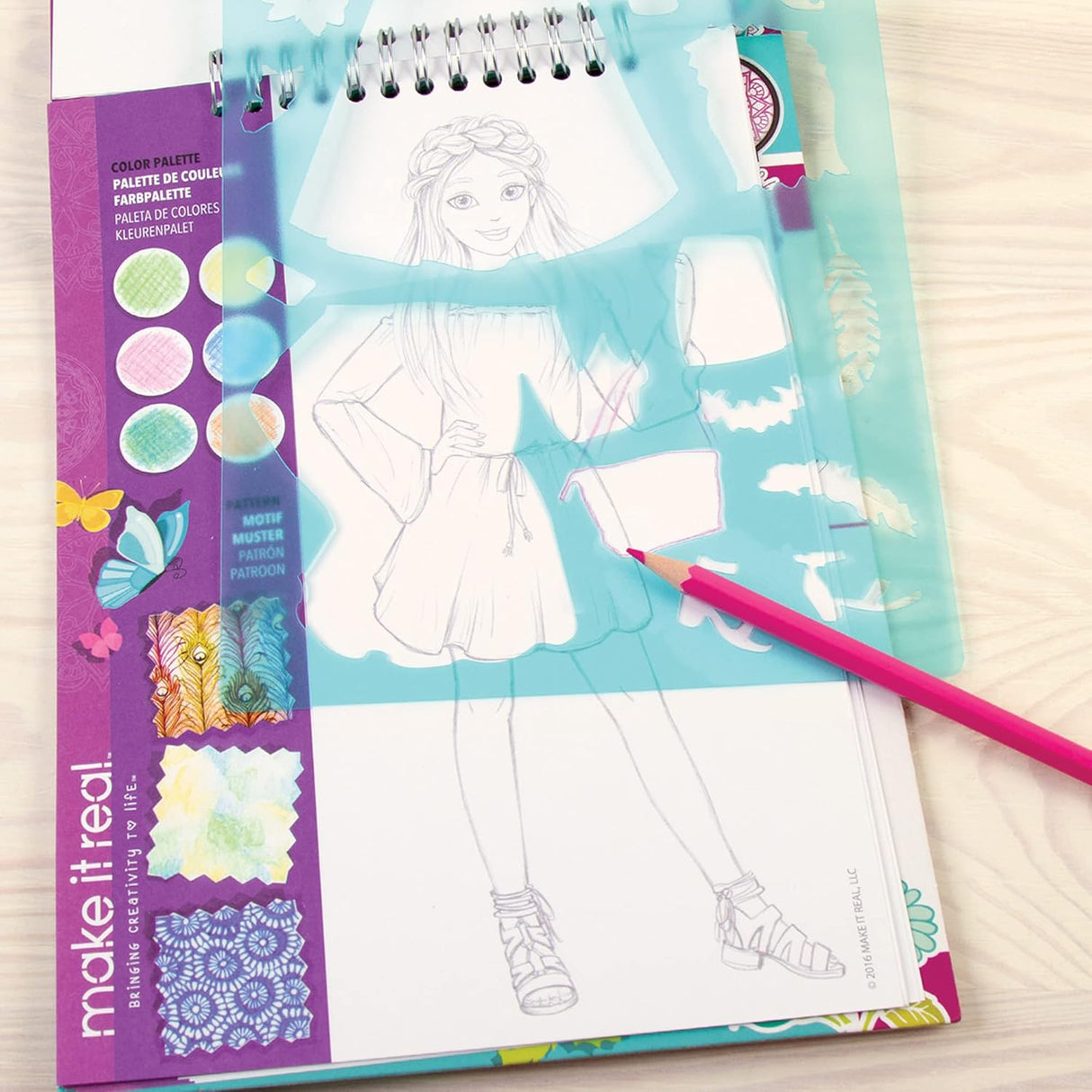 Make It Real Fashion Sketchbook Creative Coloring & Design Kit for Girls