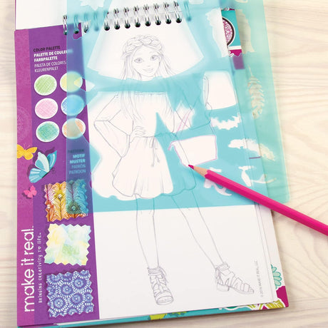 Make It Real Fashion Sketchbook Creative Coloring & Design Kit for Girls