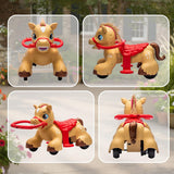 Qaba 12V Battery-Powered Ride-On Horse – Brown, Ages 1.5–3 Years