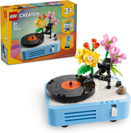 LEGO Creator 3in1 Record Player with Flowers Building Toy - Rebuilds Into a Radio Model or Microphone - Music Toys for 8+ Year Old Girls & Boys - Creative Gift Idea - 31172