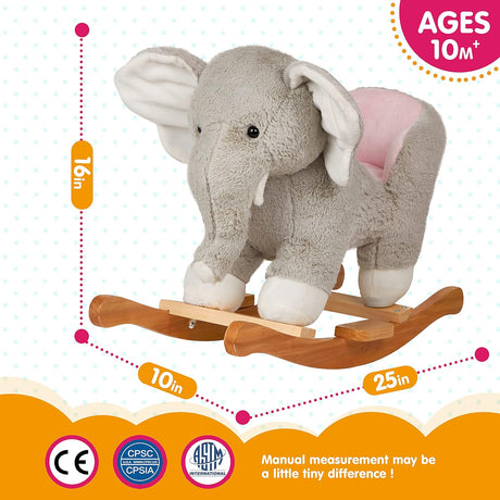 Rocking Horse Wooden Rockers with Seat Elephant Ride