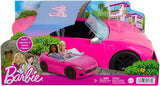 Barbie Pink Convertible 2-Seater Vehicle with rolling wheels, seatbelts, and Barbie silhouette hood ornament for ages 3-7