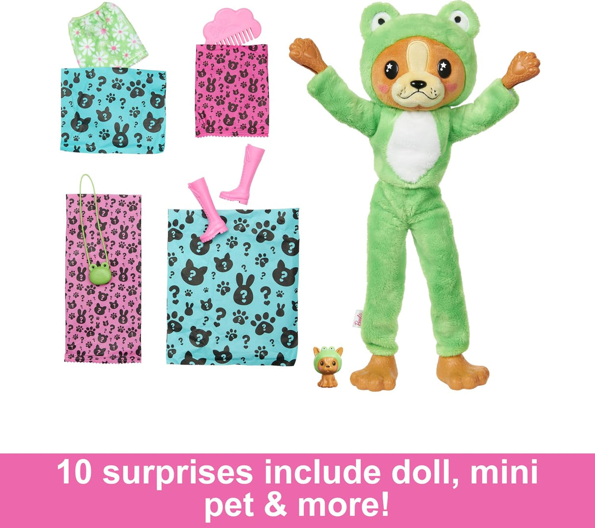 Barbie Cutie Reveal Puppy as Frog in Costume Doll & Accessories